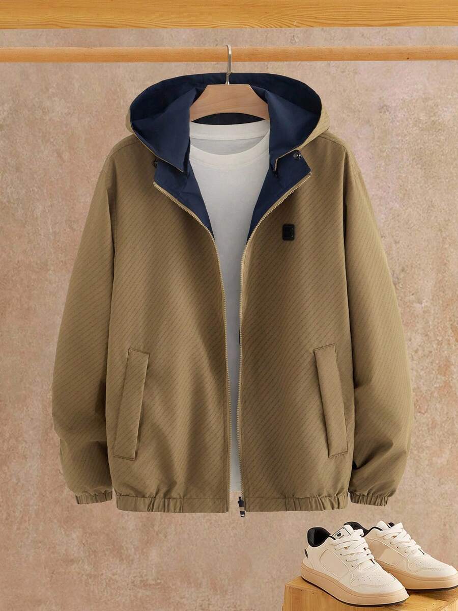 Manfinity NXTstreet Men's Casual Woven Hooded Jacket, Suitable For Everyday Wear, Fall, Winter