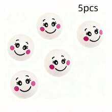 20/40/50 件 20 毫米圆形木珠，可爱脸型设计（5/20/40 件） - 天然莲花木工艺珠，适用于 DIY 珠宝制作配件、秋季装饰、圣诞装饰，适合男孩背包、万圣节、学校背包。透明背包、学校、万圣节服装。 - 米色 - 查看 8