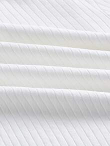 SHEIN EZwear Summer Going Out Slim Fit And Short Solid Lettuce Trim Rib-Knit Tee