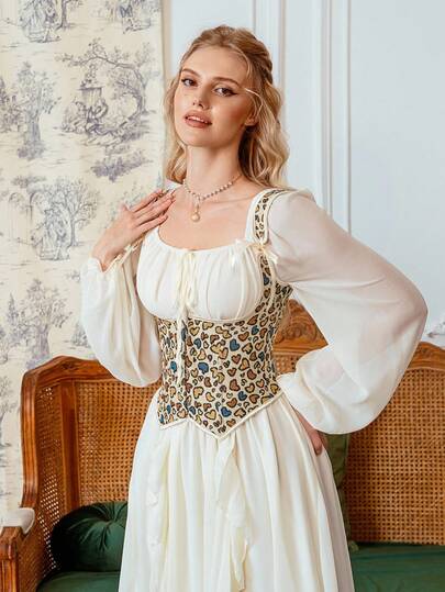 1pc Women Heart Jacquard Shaping Bustier Top