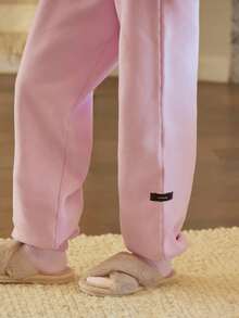 GLOWMODE Heavyweight Fleece Oversized Fit Adjustable Drawstring Waist Basic Joggers With Side Pockets Daily Casual Thermal Warm Winter Valentine's Day - Bubblegum Pink - View 8