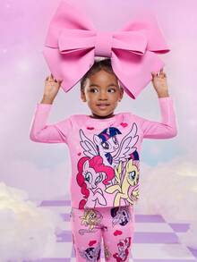 My Little Pony X SHEIN 少女可爱小马印花长袖T恤和裤子套装，秋季 - 彩色 - 查看 2