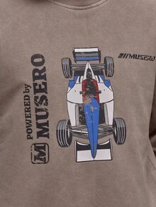 Musero Men Oversized Boxy Fit Long Sleeve Graphic Sweatshirt Fall/SPRING SUMMER - Grey - View 6