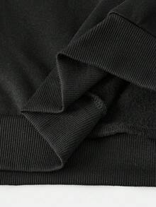 Girlism Teen Girls 3-Piece Set: Black Letter Knit Hoodie Sweatshirt, Black Tight Camisole Top, And Camo Print Cargo Pants, Casual Sports Outfit Fall Winter - Black - View 17