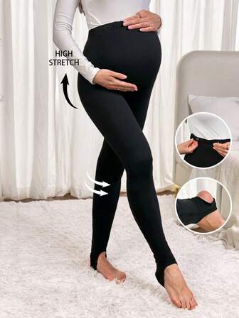 SHEIN Maternity Solid Color Casual Leggings