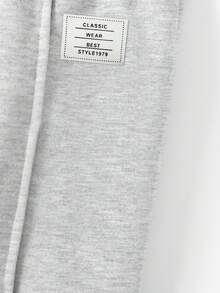 SHEIN 青少年女孩休闲校园街头时尚字母和数字图案圆领运动衫和褶皱阔腿直筒裤针织运动服套装，灰色返校装 - 灰色 - 查看 5