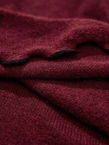 RiviMae Robe en tricot élégante à col rond, manches longues, poignets et ajustée, couleur unie, automne - Rouge foncé - Voir 8