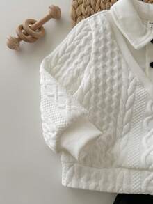 2 件套男童/女童休闲学院风可爱卡通图案 Polo 领运动衫和松紧腰黑色裤子套装，适合秋冬季幼儿园 - 彩色 - 查看 4