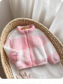 SHEIN Babygirl 毛绒格纹休闲夹克，百搭秋冬 - 彩色 - 查看 2