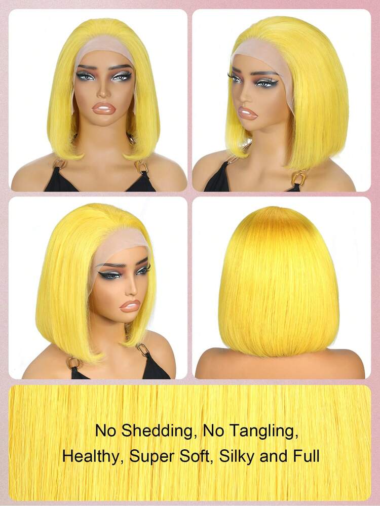 Berri Yellow LACEFRONT Yellow Bob WIG *NWT* Amazon.com : Half Hand Tied Synthetic Hair Wigs Short Bob  main image 3