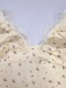 Jouncy 2pcs Women Lace Print Cami Top & Shorts Set - Yellow - View 5