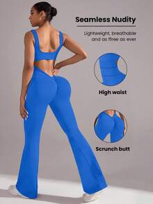 Core Rhythm Seamless Yoga Jumpsuit/Sexy Backless/Deep V Back/Casual & Sports All Match