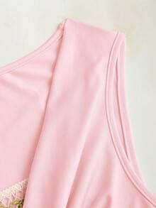 Sweetra Nouveau débardeur femme avec décoration coquillage au col en V