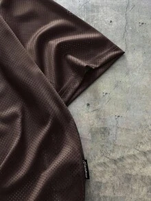 AXEPEAK 男士数码印花网眼宽松短袖T恤套装 - 棕色 - 查看 5