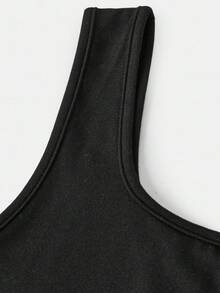 Girlism Teen Girls 3-Piece Set: Black Letter Knit Hoodie Sweatshirt, Black Tight Camisole Top, And Camo Print Cargo Pants, Casual Sports Outfit Fall Winter - Black - View 9