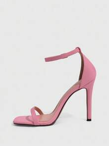 CUCCOO SZL Sandalias de tacón alto con punta cuadrada y tacón de aguja sexy y de moda en color rosa, estilo "baddie" para salir de noche, calle, citas, fiestas y verano