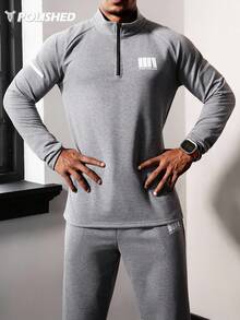 Acti Log 男士时尚修身拉链夹克套装 - 深灰色 - 查看 5