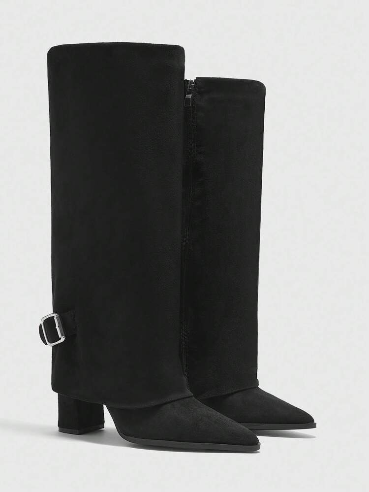 CUCCOO BIZCHIC Women's Fashion Commuter Buckle Thick High Heel Boots