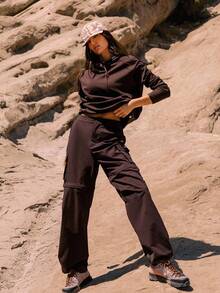 GLOWMODE X Discovery 美利奴羊毛舒适冲刺柔软保暖轻便可调节连帽衫美利奴羊毛混纺套头衫秋冬户外徒步日常运动服秋冬 - 巧克力棕 - 查看 6