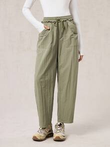 OutZeal Pantalones de mujer resistentes al agua con volantes, cintura con cordón y bolsillos para senderismo y camping en otoño e invierno