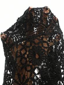 Brillora Woman's Water-Soluble Embroidery Knitted Vacation Blouse - Black - View 8