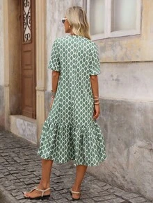 Brillora 女士长裙，休闲简约风格，适合日常穿着 - 綠色 - 查看 3