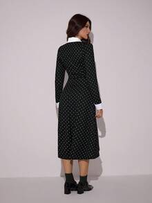 SHEIN Tall Halloween Cosplay Black And White Polka Dot Dress,Goth Chic Autumn Tea Party Formal Dresses For Women,Nightmare Before Christmas,Suitable For Tall - Black - View 8