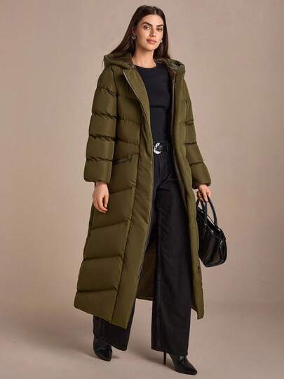 CLARA VERO Women's Casual Outdoor Zip-Up Long Sleeve Hooded Winter Coat