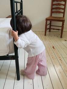 DAZY 2件套女婴休闲圆领T恤和宽松长裤家居服套装，幼儿女童服装 - 白色 - 查看 2