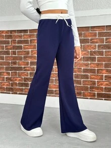 女童喇叭裤，修身版型，衣橱必备单品，释放你内心的时尚女神 - 藏蓝色 - 查看 3