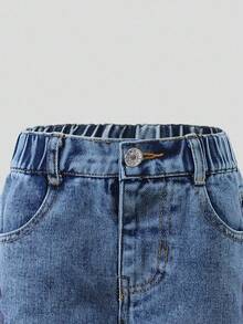 Girls' Jeans, New Autumn/Winter Item, Light Washed Blue Y2K Cute Bow Decor Wide Leg Comfortable Cotton Jeans, 2025 Autumn/Winter New Arrival, Suitable For Daily Outings Girls Wide Leg Jeans