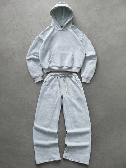 PAVTROS Conjunto deportivo de unicolor elástico de estilo urbano gris para hombres, ropa deportiva para hombres, conjunto deportivo de 2 piezas para hombres, ropa de otoño e invierno