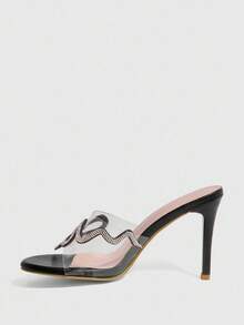 CUCCOO SZL Rhinestone Embellished Pointed Toe Sexy High Heel Sandals For Women - Black - View 8