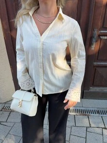 Jeta Ari 新款奶油黄色宽松休闲女士夏季衬衫 - 杏色 - 查看 3