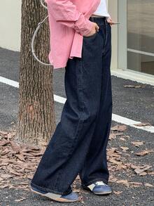 DAZY Casual Street Loose Fit Button Pocket Tween Girls Jeans - Dark Wash - View 7