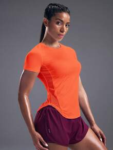 Powerista Breathable Softness Sports Tee Compression Shirt Gym Women Shirts - Orange - View 4