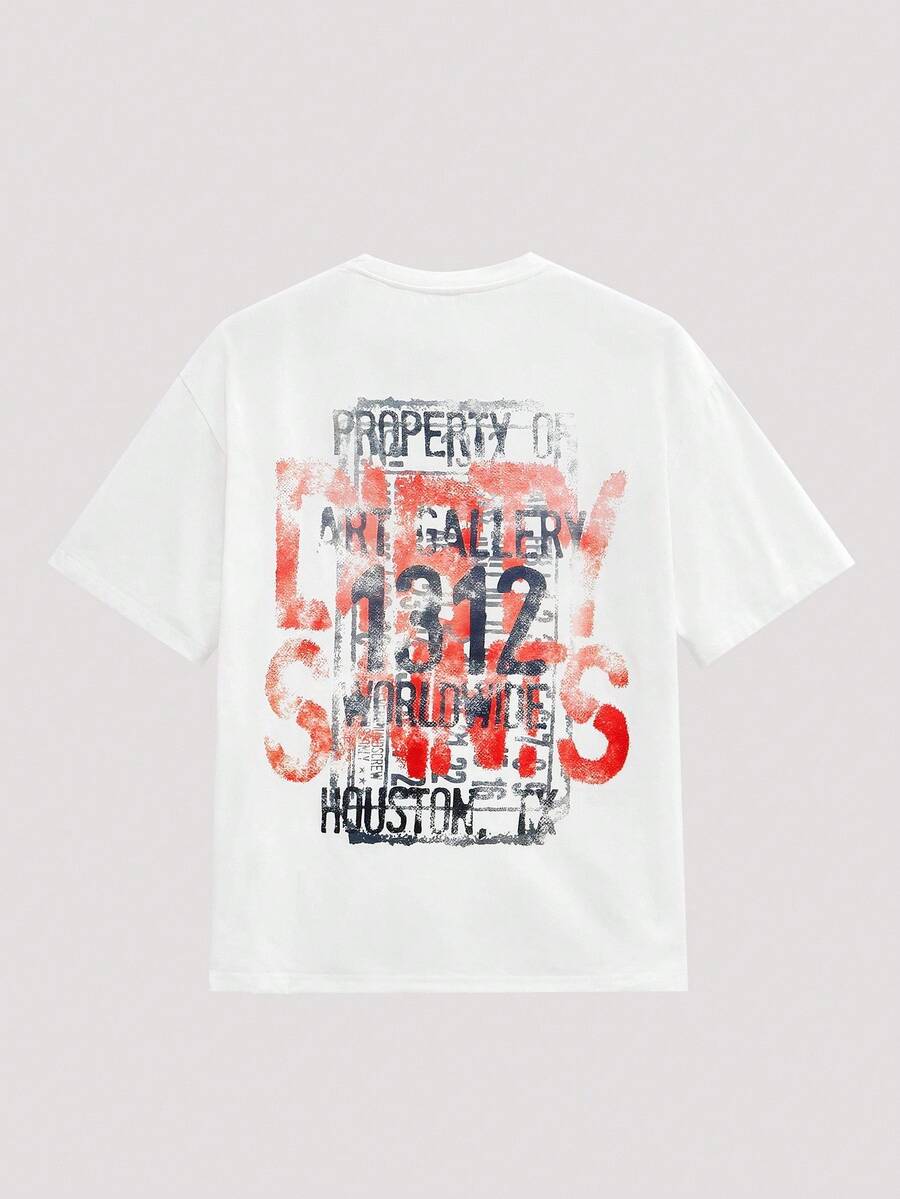 Open Phase STONE DISTRICT 男士新款时尚嘻哈印花T恤 春夏款 - 白色 - 查看 1