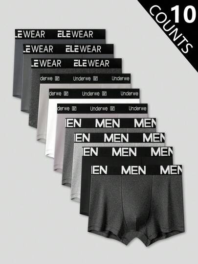 EasyFave Basic Casual Comfortable Fashion Waistband Young Men's Boxer Briefs (10-Pack)