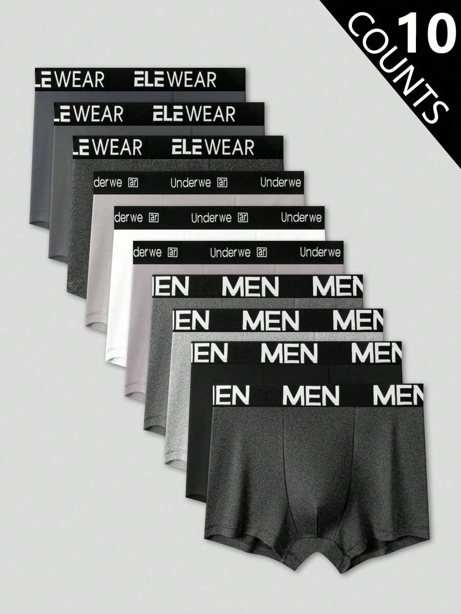 EasyFave Basic Casual Comfortable Fashion Waistband Young Men's Boxer Briefs (10-Pack) - Multicolor - View 1