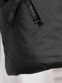 Jaqueta casual versátil sem mangas para meninas com decoração de laço, inverno - Preto - Ver 7