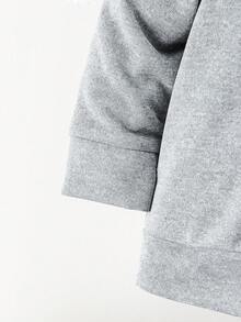 2 件套小男孩休闲鳄鱼和飞机印花连帽衫和裤子套装，卡通图案秋冬装 - 灰色 - 查看 7