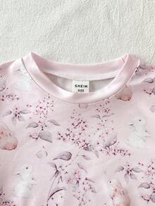 SHEIN 2pcs Baby Girls Cute Rabbit Print Long Sleeve Top And Pants Casual Comfortable Pajama Set Baby Girl Pajama Set Baby Clothes Girl Baby Girl Sleep Wear Toddler Girl Pajama Set Toddler Sleepwear Girls Fall Winter Wildflower Baby Clothes Baby Girl Pink Pj Cozy Baby Girl Set