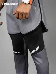 Manfinity Acti Log 男士字母印花拉链口袋二合一运动裤/休闲裤 - 黑色 - 查看 9