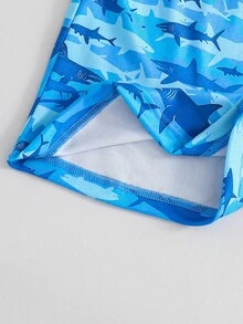 6 件套男童舒适睡衣套装，卡通恐龙、酷炫蓝色海洋鲨鱼、外太空火箭和星球印花，撞色饰边设计，弹力面料 - 彩色 - 查看 8