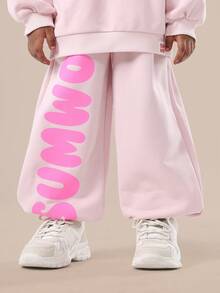 SUMWON Girls Two Piece Sweatshirt Sweatpants Wear Set Cozy Matching Winter Casual Streetwear Drawstring Elastic Ankle Kids Fashion Outfit - Baby Pink - View 4