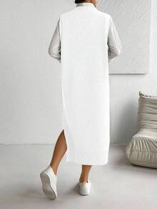 SHEIN LUNE Women's All-Match Versatile Commuter Long Dress - White - View 2