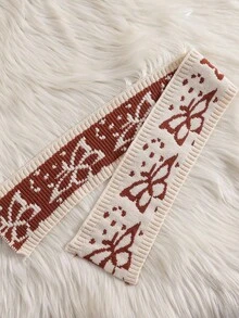 Tween Girl Contrast Raglan Sleeve Round Neck Butterfly Jacquard Casual Knit Pullover Sweater Fall Winter - Multicolor - View 7