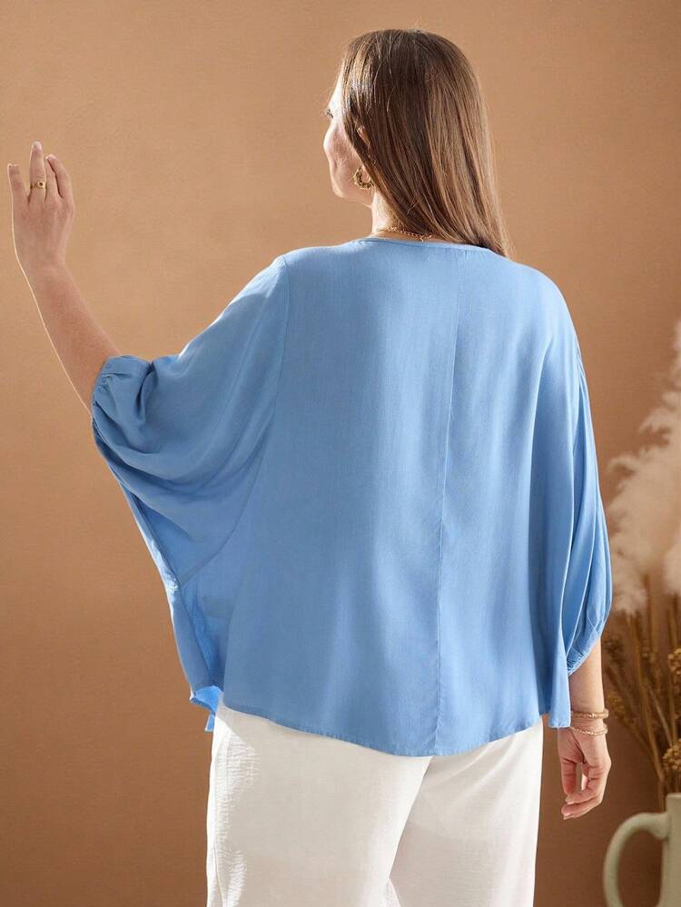 Plus Size Floral Embroidery Tie Front Shirt, Casual Holiday Wear, Fall Women Clothes, Fall Tops Women, Women's Fall Clothes, Suitable For Autumn & Winter Chic Tops