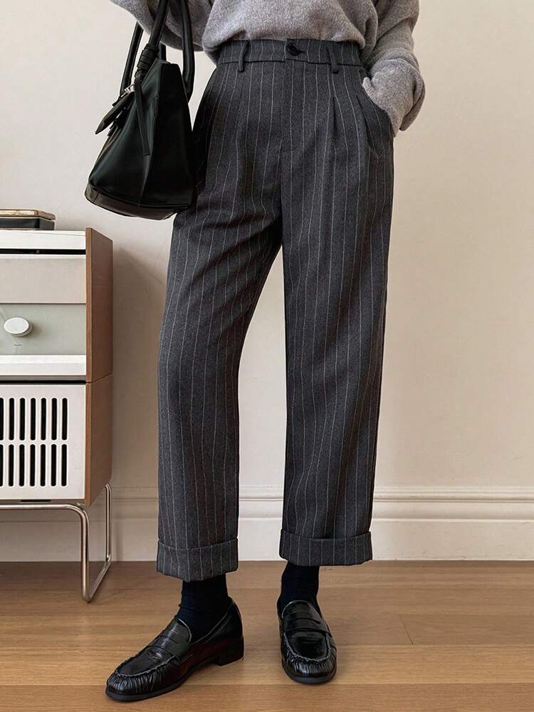 Business Casual Commuter Regular Striped Pants Fall