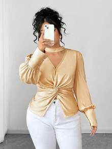 SHEIN Elenzya 万圣节大码衬衫 - 金色 - 查看 7